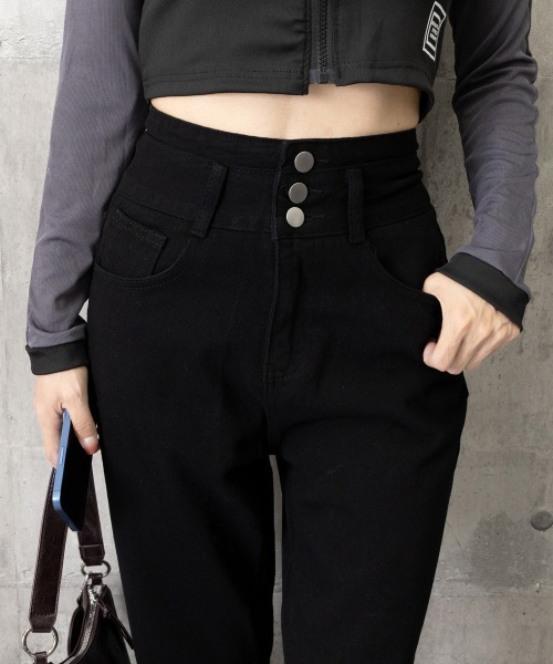 Miniministore(ミニミニストア)の「【新色追加】ハイウエスト デニムパンツ レディース(デニムパンツ・レディース・ブルー/サックスブルー/ダークブルー/ブルー系/ブラック・L/S/XL/XXL/M)」の2枚目の写真