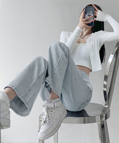 Miniministore(ミニミニストア)の「【新色追加】ハイウエスト デニムパンツ レディース(デニムパンツ・レディース・ブルー/サックスブルー/ダークブルー/ブルー系/ブラック・L/S/XL/XXL/M)」の19枚目の写真