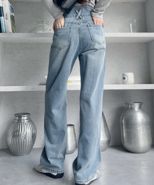 Miniministore(ミニミニストア)の「【新色追加】ハイウエスト デニムパンツ レディース(デニムパンツ・レディース・ブルー/サックスブルー/ダークブルー/ブルー系/ブラック・L/S/XL/XXL/M)」の6枚目の写真