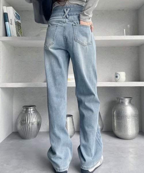 Miniministore(ミニミニストア)の「【新色追加】ハイウエスト デニムパンツ レディース(デニムパンツ・レディース・ブルー/サックスブルー/ダークブルー/ブルー系/ブラック・L/S/XL/XXL/M)」の7枚目の写真