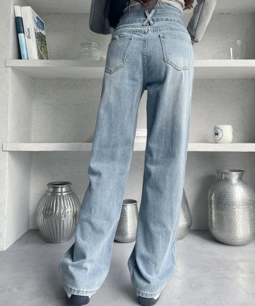 Miniministore(ミニミニストア)の「【新色追加】ハイウエスト デニムパンツ レディース(デニムパンツ・レディース・ブルー/サックスブルー/ダークブルー/ブルー系/ブラック・L/S/XL/XXL/M)」の13枚目の写真