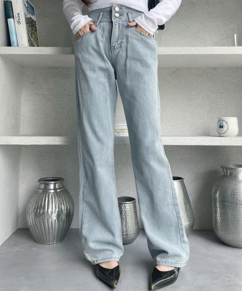 Miniministore(ミニミニストア)の「【新色追加】ハイウエスト デニムパンツ レディース(デニムパンツ・レディース・ブルー/サックスブルー/ダークブルー/ブルー系/ブラック・L/S/XL/XXL/M)」の14枚目の写真