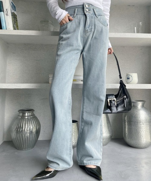 Miniministore(ミニミニストア)の「【新色追加】ハイウエスト デニムパンツ レディース(デニムパンツ・レディース・ブルー/サックスブルー/ダークブルー/ブルー系/ブラック・L/S/XL/XXL/M)」の12枚目の写真