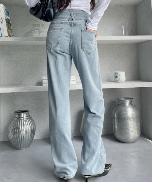 Miniministore(ミニミニストア)の「【新色追加】ハイウエスト デニムパンツ レディース(デニムパンツ・レディース・ブルー/サックスブルー/ダークブルー/ブルー系/ブラック・L/S/XL/XXL/M)」の15枚目の写真