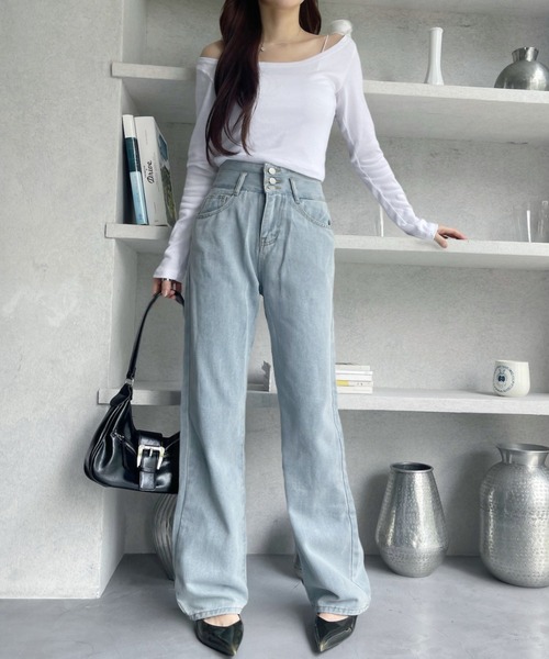 Miniministore(ミニミニストア)の「【新色追加】ハイウエスト デニムパンツ レディース(デニムパンツ・レディース・ブルー/サックスブルー/ダークブルー/ブルー系/ブラック・L/S/XL/XXL/M)」の16枚目の写真