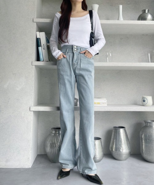 Miniministore(ミニミニストア)の「【新色追加】ハイウエスト デニムパンツ レディース(デニムパンツ・レディース・ブルー/サックスブルー/ダークブルー/ブルー系/ブラック・L/S/XL/XXL/M)」の17枚目の写真