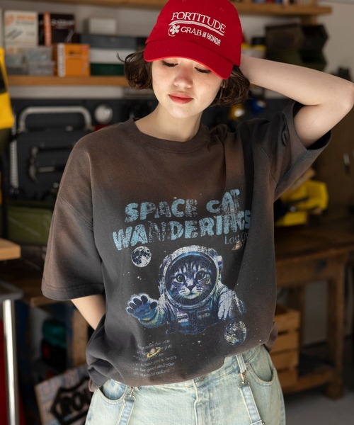 PBLIM（ページボーイリム）の「PBLIM/スペースキャットT（Tシャツ/カットソー・レディース・ネイビー/チャコールグレー・LARGE/MEDIUM）」の2枚目の写真