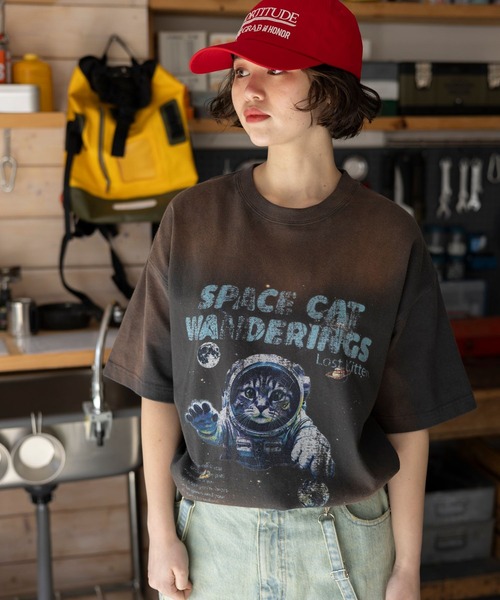 PBLIM（ページボーイリム）の「PBLIM/スペースキャットT（Tシャツ/カットソー・レディース・ネイビー/チャコールグレー・LARGE/MEDIUM）」の4枚目の写真