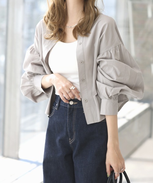 アイボリー バルーンスリーブ クロップドトップ #darich アイボリー バルーンスリーブ クロップドトップ #darich