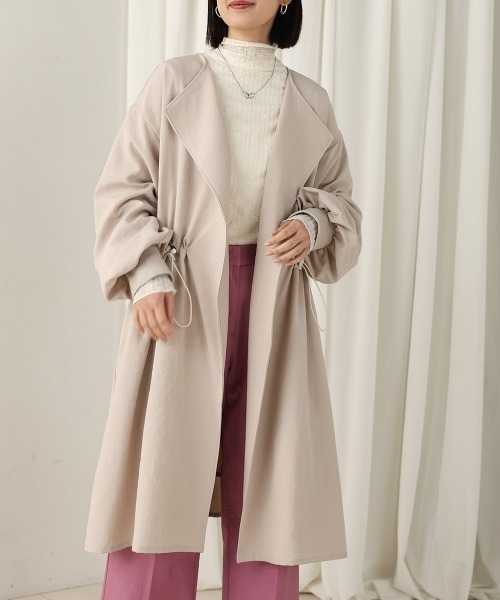 Bou Jeloud(ブージュルード)の「マットブッチャーラベルコート(ステンカラーコート・レディース・ブラック/ベージュ・38)」の10枚目の写真
