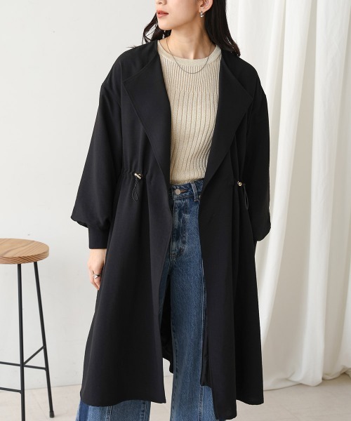 Bou Jeloud(ブージュルード)の「マットブッチャーラベルコート(ステンカラーコート・レディース・ブラック/ベージュ・38)」の3枚目の写真