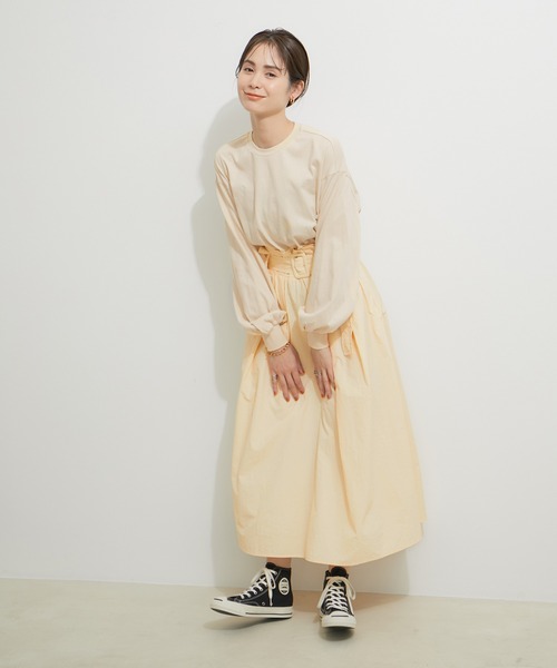 le cercle ADAM ET ROPE'(ルセルクルアダムエロペ)の「ハイウエスト ドッキングワンピース(ワンピース・レディース・ブラック/ラベンダー/キナリ/グレー・FREE)」の5枚目の写真