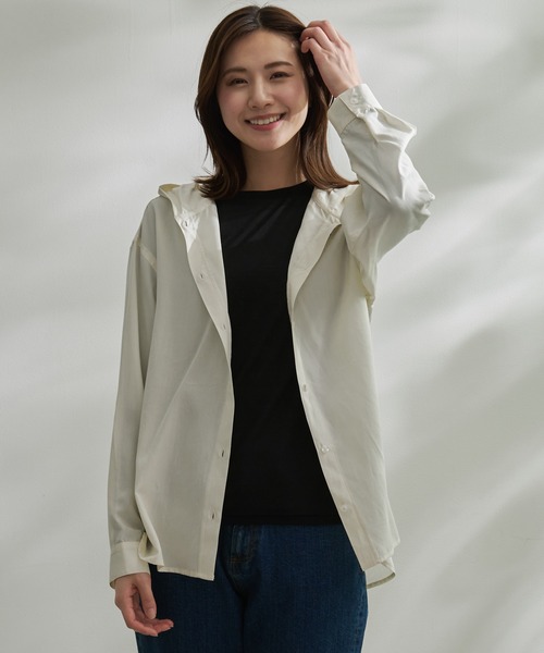 Arnold Palmer（アーノルドパーマー）の「ドロップショルダー フード シャツ（シャツ/ブラウス・レディース・アイボリー/ブラック/サックスブルー・S/M/L）」の2枚目の写真