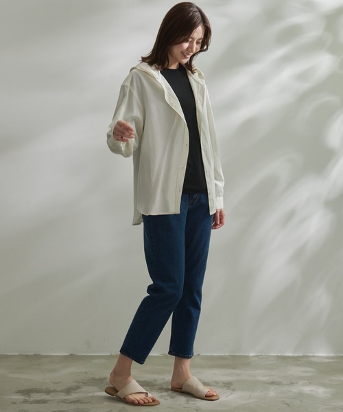 Arnold Palmer（アーノルドパーマー）の「ドロップショルダー フード シャツ（シャツ/ブラウス・レディース・アイボリー/ブラック/サックスブルー・S/M/L）」の13枚目の写真