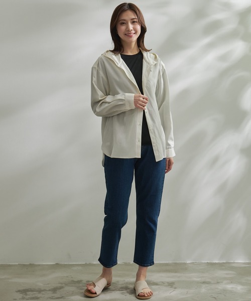 Arnold Palmer（アーノルドパーマー）の「ドロップショルダー フード シャツ（シャツ/ブラウス・レディース・アイボリー/ブラック/サックスブルー・S/M/L）」の9枚目の写真