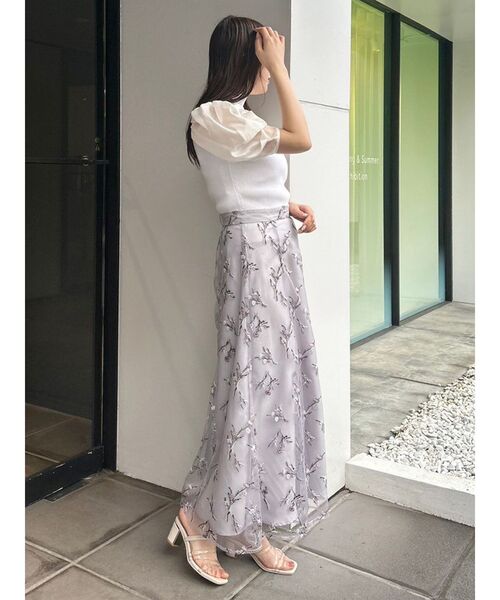 MERCURYDUO(マーキュリーデュオ)の「チュール刺繍ブーケ柄フレアスカート(スカート・レディース・チャコールグレー/ライトブルー/ラベンダー・SMALL/MEDIUM/X-SMALL)」の12枚目の写真