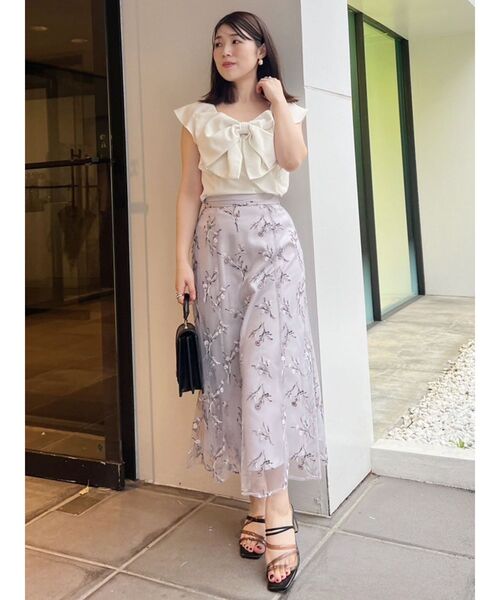 MERCURYDUO(マーキュリーデュオ)の「チュール刺繍ブーケ柄フレアスカート(スカート・レディース・チャコールグレー/ライトブルー/ラベンダー・SMALL/MEDIUM/X-SMALL)」の16枚目の写真