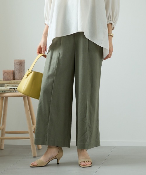 Elura（エルーラ）の「リネンブレンド冷感パンツ（その他パンツ・レディース・イエロー/カーキ/ライトベージュ/ブラウン系その他・SMALL/MEDIUM/LARGE）」の3枚目の写真