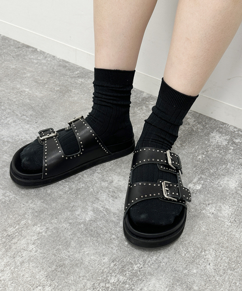 U by SPICK&SPAN（ユーバイスピックアンドスパン）の「【MOHI/モヒ】 STUDS 2ストラップサンダル（サンダル・レディース・ブラック・36/37/38）」の6枚目の写真