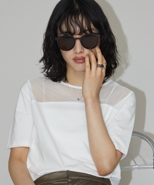 Aunt Marie's（アントマリーズ）の「ラウンドフレームサングラス（メガネ・レディース・ブラウン/ブラック・FREE）」の2枚目の写真