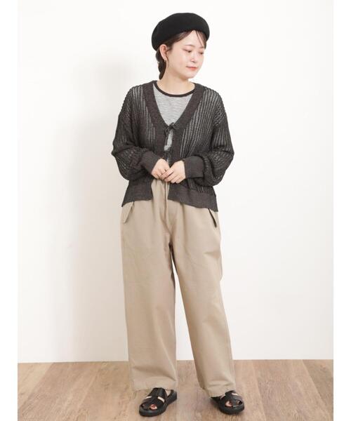 Samansa Mos2（サマンサ モスモス）の「【マシンウォッシャブル】メッシュ編みリボンカーディガン（カーディガン/ボレロ・レディース・ブルー/キナリ/ブラック/グリーン・F）」の11枚目の写真