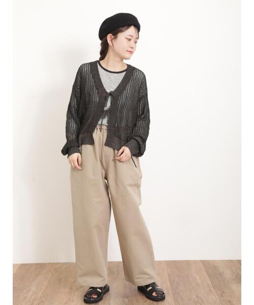 Samansa Mos2（サマンサ モスモス）の「【マシンウォッシャブル】メッシュ編みリボンカーディガン（カーディガン/ボレロ・レディース・ブルー/キナリ/ブラック/グリーン・F）」の13枚目の写真