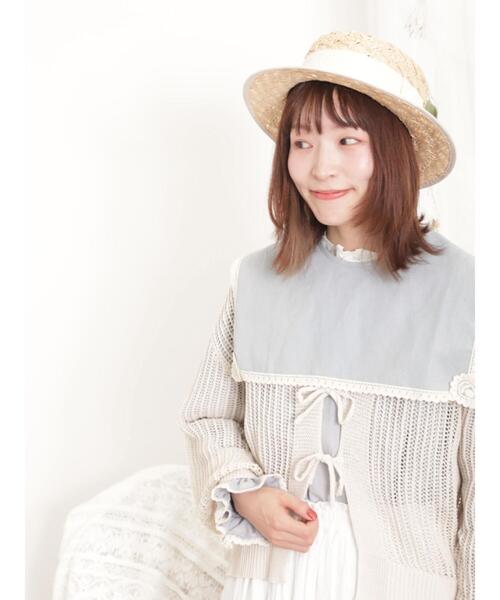 Samansa Mos2（サマンサ モスモス）の「【マシンウォッシャブル】メッシュ編みリボンカーディガン（カーディガン/ボレロ・レディース・ブルー/キナリ/ブラック/グリーン・F）」の14枚目の写真