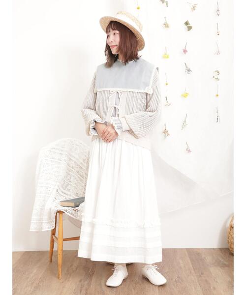 Samansa Mos2（サマンサ モスモス）の「【マシンウォッシャブル】メッシュ編みリボンカーディガン（カーディガン/ボレロ・レディース・ブルー/キナリ/ブラック/グリーン・F）」の18枚目の写真