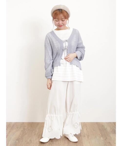 Samansa Mos2（サマンサ モスモス）の「【マシンウォッシャブル】メッシュ編みリボンカーディガン（カーディガン/ボレロ・レディース・ブルー/キナリ/ブラック/グリーン・F）」の22枚目の写真