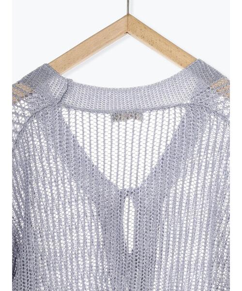 Samansa Mos2（サマンサ モスモス）の「【マシンウォッシャブル】メッシュ編みリボンカーディガン（カーディガン/ボレロ・レディース・ブルー/キナリ/ブラック/グリーン・F）」の6枚目の写真