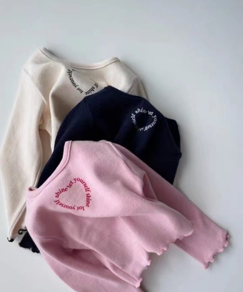 Tickle（ティックル）の「ハートアクセントトップス（Tシャツ/カットソー・キッズ・ネイビー/ホワイト/ピンク・90/100/110/120）」の5枚目の写真