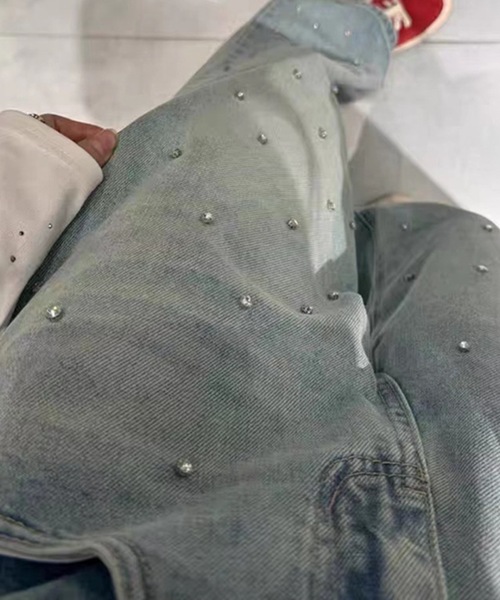 Twinkle;pm(トゥインクルピーエム)の「ビジューデニムパンツ(デニムパンツ・レディース・ライトブルー・SMALL/MEDIUM/LARGE/X-LARGE)」の3枚目の写真