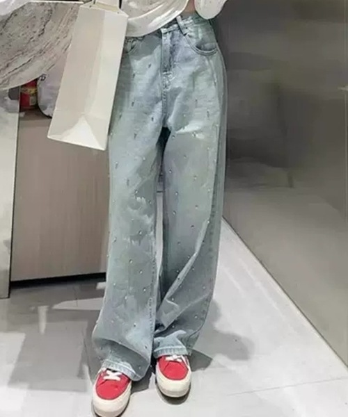 Twinkle;pm(トゥインクルピーエム)の「ビジューデニムパンツ(デニムパンツ・レディース・ライトブルー・SMALL/MEDIUM/LARGE/X-LARGE)」の4枚目の写真
