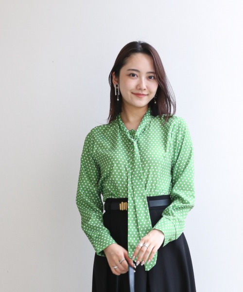 セール】ボウタイ襟 水玉 ブラウス（シャツ/ブラウス）｜a lot of love