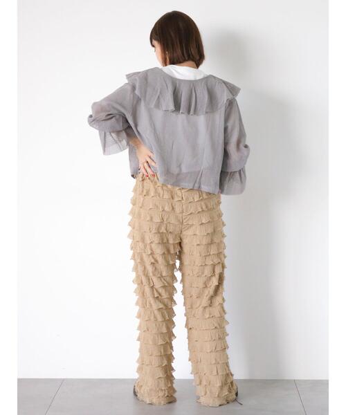 ehka sopo(エヘカソポ)の「カットフリルパンツ(その他パンツ・レディース・キナリ/ベージュ/ブラック・F)」の8枚目の写真