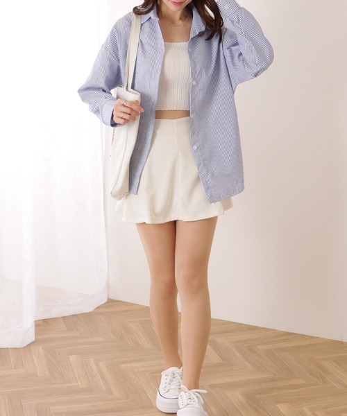 Lace Ladies（レースレディース）の「ドロップショルダー ベーシック ストライプ柄 長袖 ブラウス（シャツ/ブラウス・レディース・ブラック/ネイビー・FREE）」の5枚目の写真