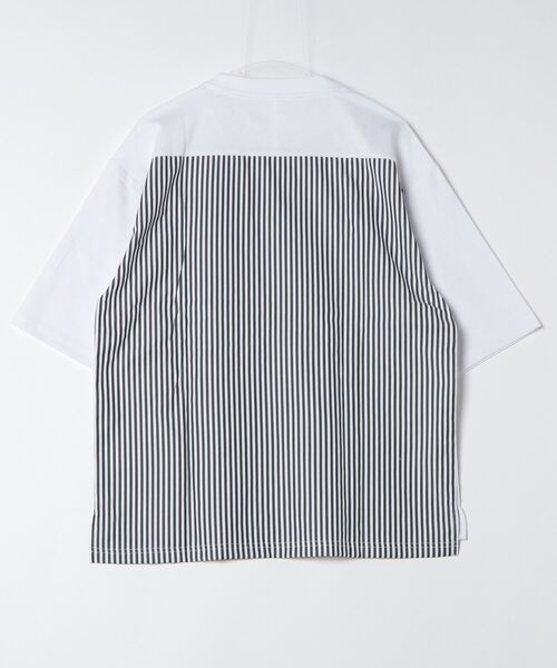 COMMON WARE(コモンウェアー)の「COMMONWARE:天竺xブロード ドッキングTEE(Tシャツ/カットソー・メンズ・ホワイト/ブラック・XL/L/M)」の3枚目の写真