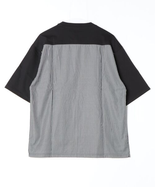 COMMON WARE(コモンウェアー)の「COMMONWARE:天竺xブロード ドッキングTEE(Tシャツ/カットソー・メンズ・ホワイト/ブラック・XL/L/M)」の4枚目の写真
