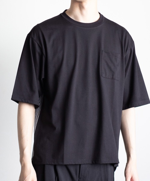 COMMON WARE(コモンウェアー)の「COMMONWARE:天竺xブロード ドッキングTEE(Tシャツ/カットソー・メンズ・ホワイト/ブラック・XL/L/M)」の9枚目の写真
