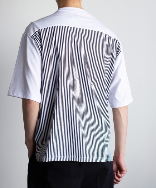 COMMON WARE(コモンウェアー)の「COMMONWARE:天竺xブロード ドッキングTEE(Tシャツ/カットソー・メンズ・ホワイト/ブラック・XL/L/M)」の11枚目の写真