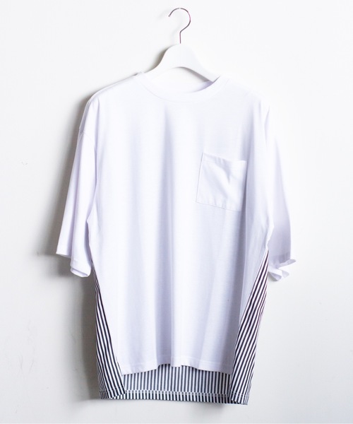 COMMON WARE(コモンウェアー)の「COMMONWARE:天竺xブロード ドッキングTEE(Tシャツ/カットソー・メンズ・ホワイト/ブラック・XL/L/M)」の14枚目の写真