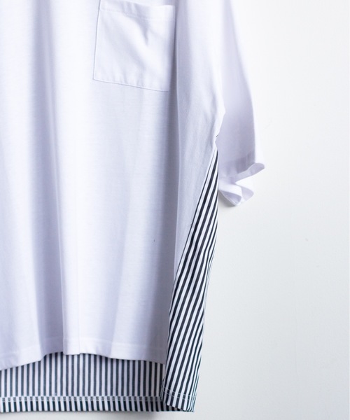 COMMON WARE(コモンウェアー)の「COMMONWARE:天竺xブロード ドッキングTEE(Tシャツ/カットソー・メンズ・ホワイト/ブラック・XL/L/M)」の18枚目の写真