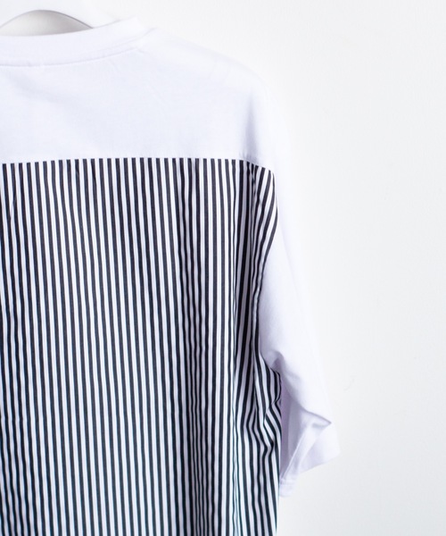 COMMON WARE(コモンウェアー)の「COMMONWARE:天竺xブロード ドッキングTEE(Tシャツ/カットソー・メンズ・ホワイト/ブラック・XL/L/M)」の19枚目の写真