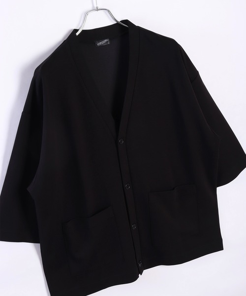 WESTSEA(ウエストシー)の「接触冷感 無地 半袖カーディガン 薄手 Vネック(カーディガン/ボレロ・メンズ・ブラック/グレイッシュベージュ/ブルーグリーン/ネイビー/ブルー/ライトグレー・M/L)」の7枚目の写真