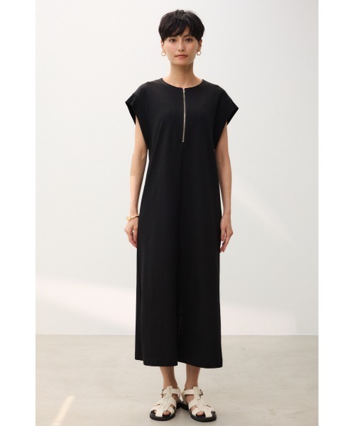 crie conforto(クリーコンフォルト)の「リブスリーブフロントジップワンピース(ワンピース・レディース・ミント/ライトベージュ/ブラック・FREE)」の7枚目の写真