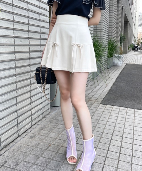 NOMAE（ノーマエ）の「サイドプリーツリボンミニスカート（スカート・レディース・アイボリー/ブラック/グレー・FREE）」の10枚目の写真