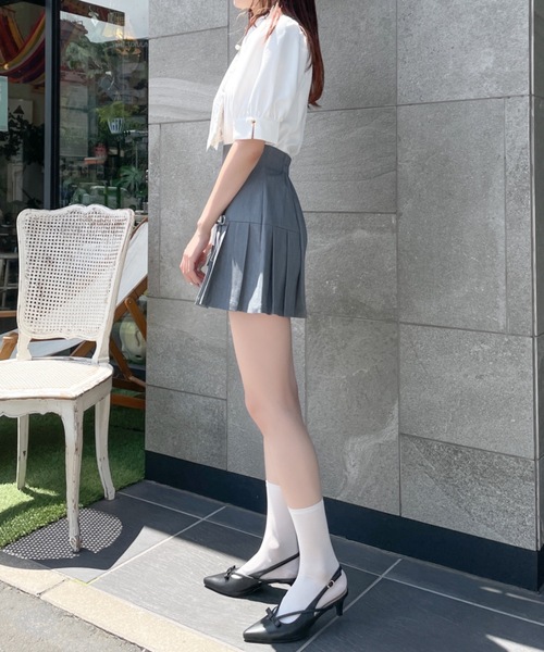 NOMAE（ノーマエ）の「サイドプリーツリボンミニスカート（スカート・レディース・アイボリー/ブラック/グレー・FREE）」の18枚目の写真