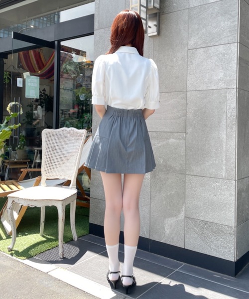 NOMAE（ノーマエ）の「サイドプリーツリボンミニスカート（スカート・レディース・アイボリー/ブラック/グレー・FREE）」の19枚目の写真