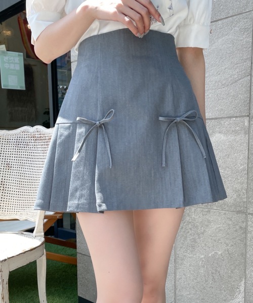 NOMAE（ノーマエ）の「サイドプリーツリボンミニスカート（スカート・レディース・アイボリー/ブラック/グレー・FREE）」の12枚目の写真