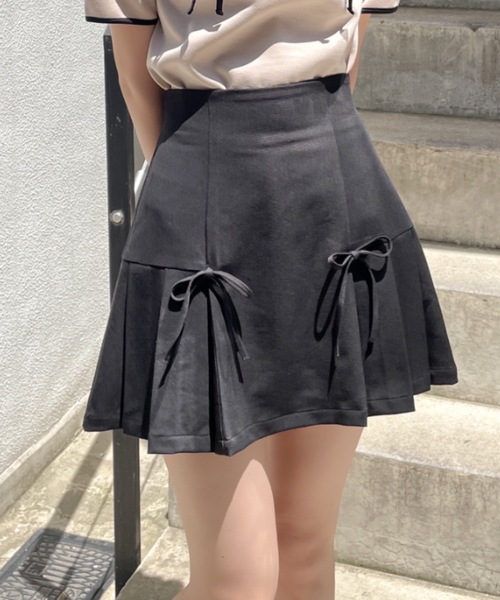 NOMAE（ノーマエ）の「サイドプリーツリボンミニスカート（スカート・レディース・アイボリー/ブラック/グレー・FREE）」の20枚目の写真